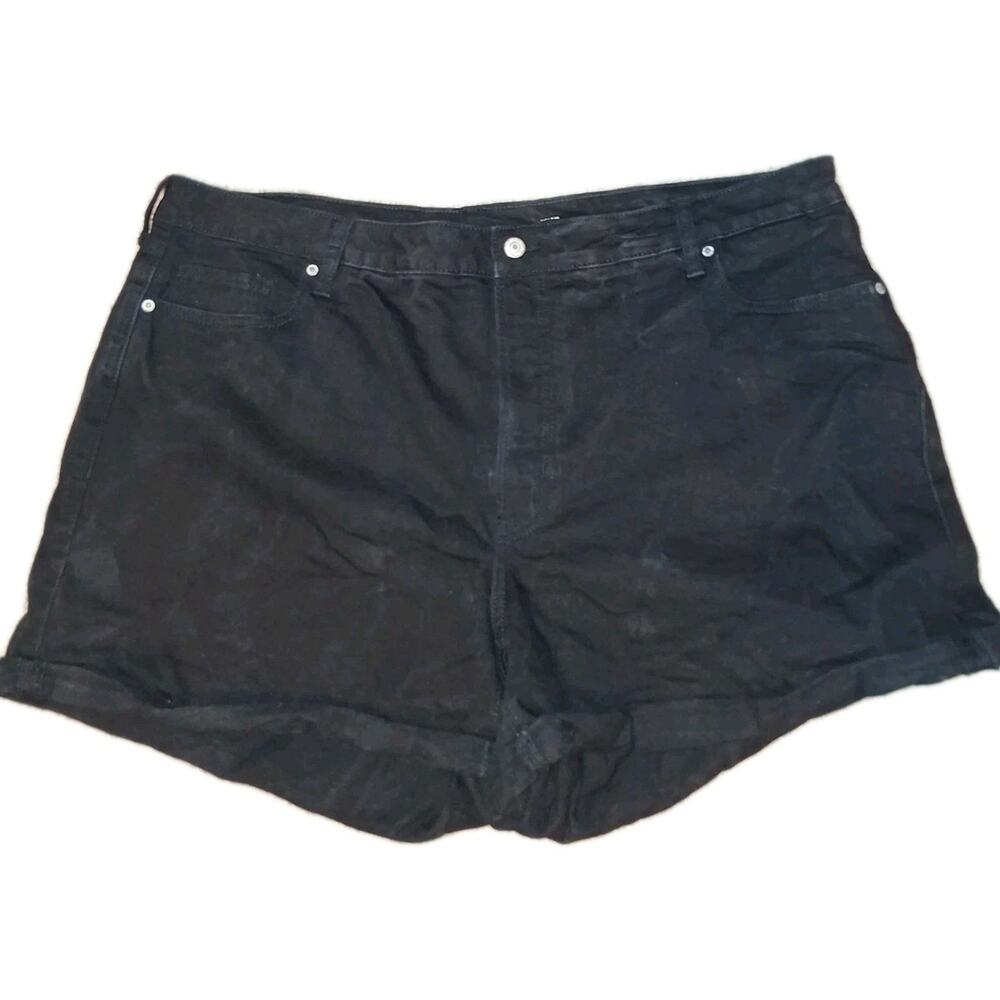 Old Navy High Rise O.G. Straight Secret Smooth Pockets Black jean shorts sz 22